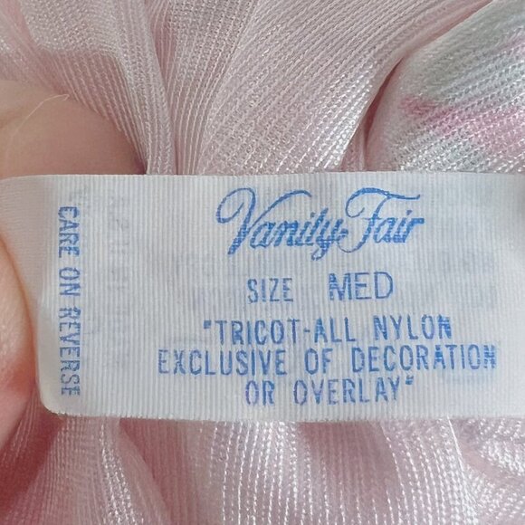 Vintage Vanity Fair Pink Floral Satin Night Gown Lace Coquette Ballerina Size M - Picture 7 of 8